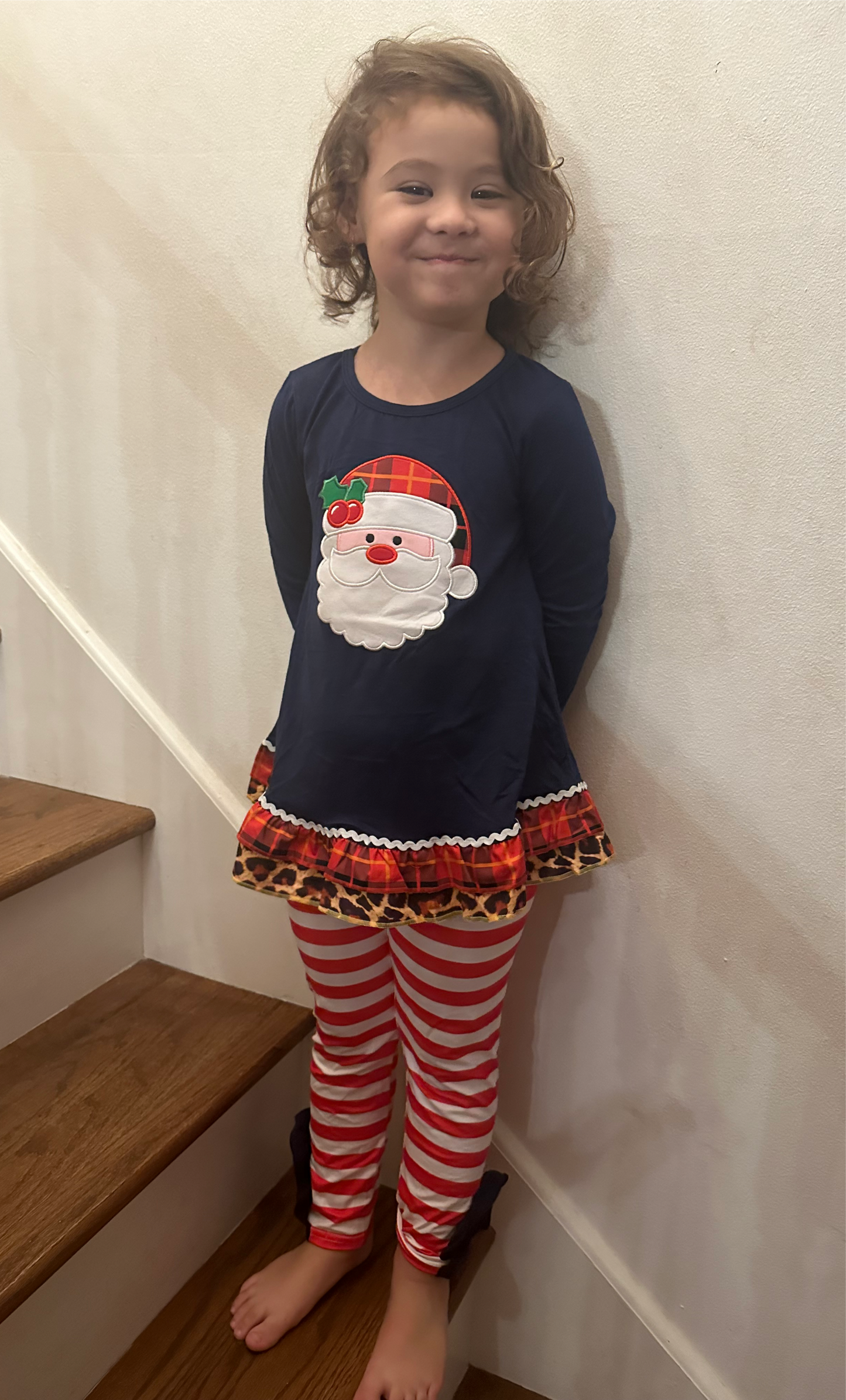 Girl Santa embroidered outfit