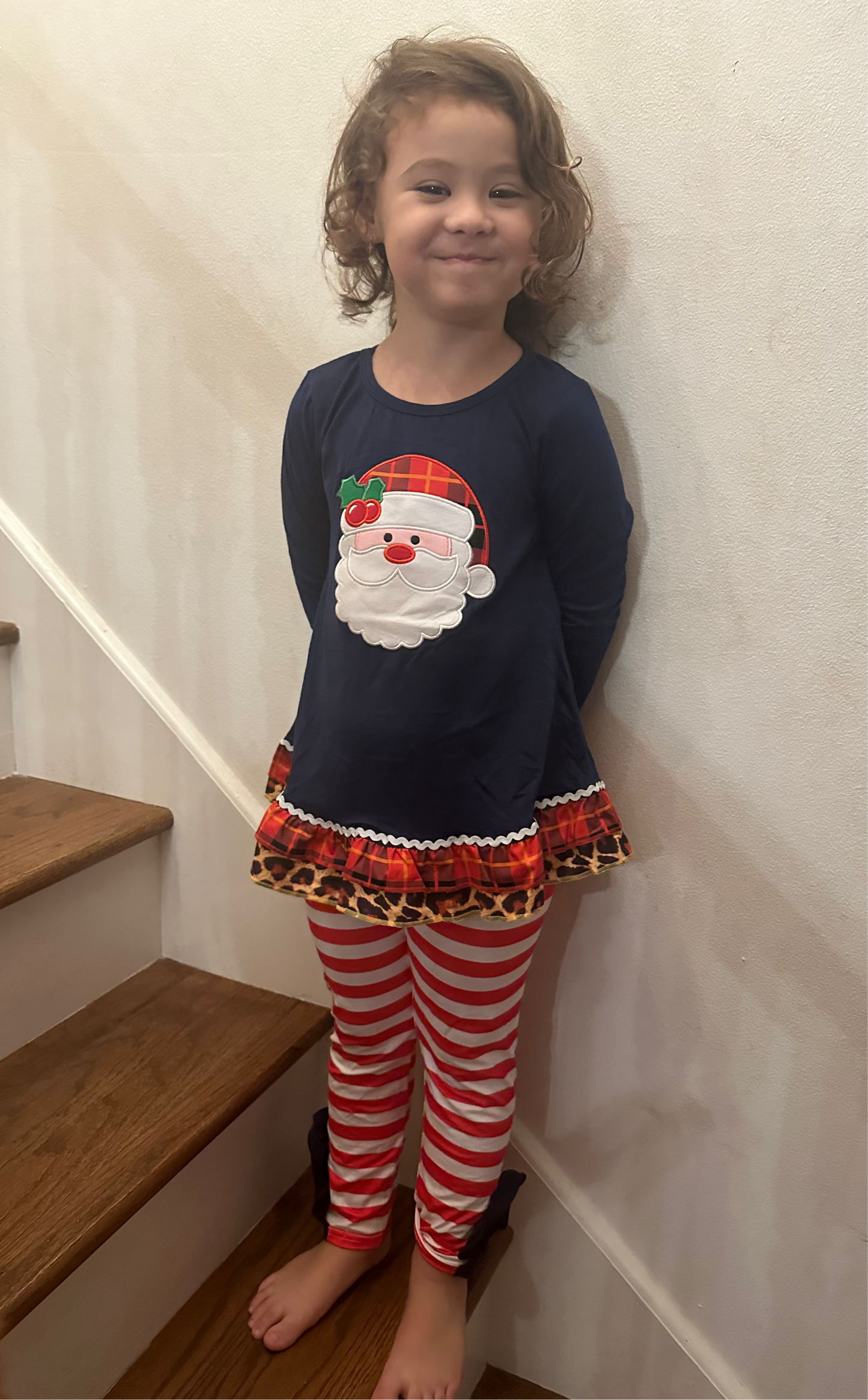 Girl Santa embroidered outfit